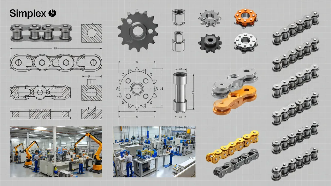 Simplex chain automated warehouse material handling conveyor system